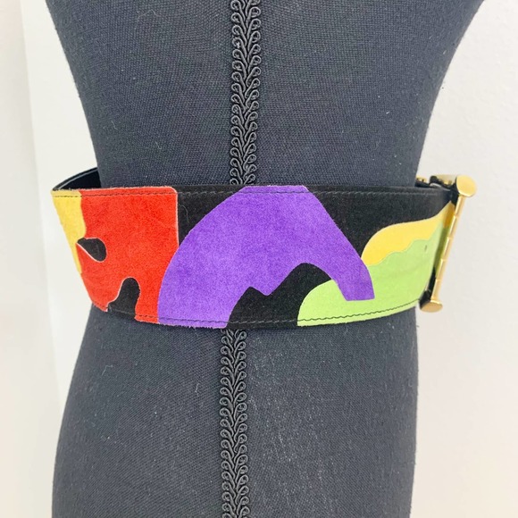 Womens Vintage The Limited Multicolor Suede Belt size Small - Picture 4 of 7